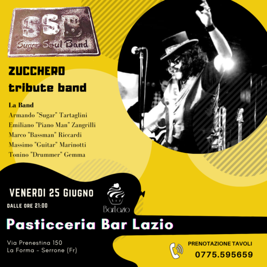 ssb sugar soul band zucchero tribute band pasticceria bar lazio